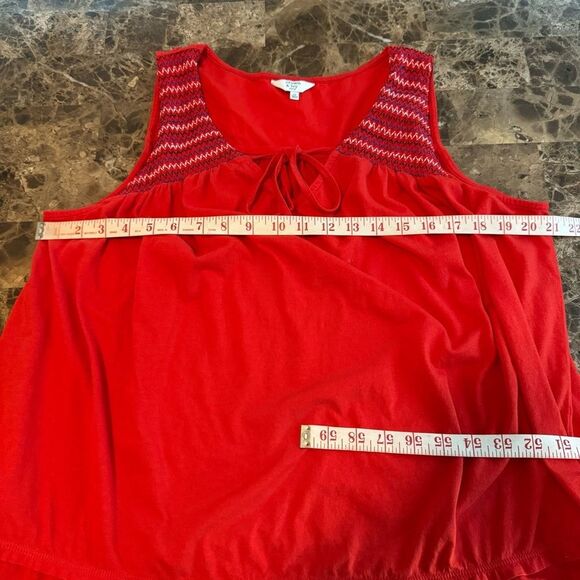 Crown & Ivy Cotten Blend Boho Tunic Top Ruffle Hem 1X Embroidered Detail - Picture 3 of 9